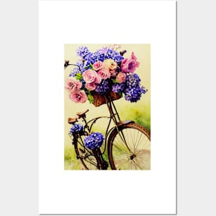 Watercolor bike Posters and Art